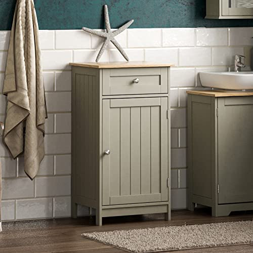 Bath Vida Hoch- & Midischränke fürs Bad, Mitteldichte Holzfaserplatte, Grau, Standard, Grey Bathroom 1 Door 1 Drawer Cabinet