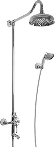 PaulGurkes Nostalgie Duschsystem Aufputz Regendusche Set Retro Landhausstil 3-Wege
