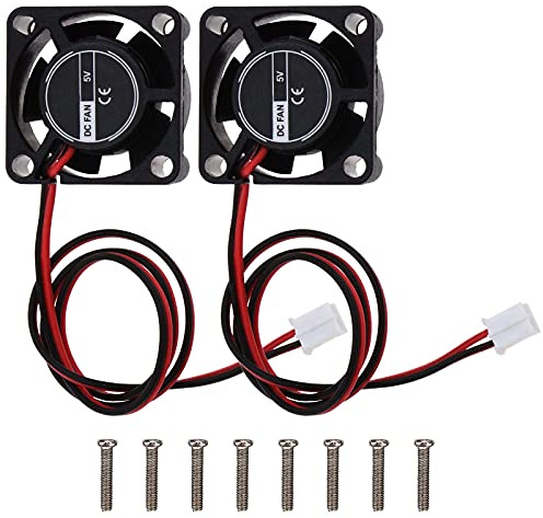 EMSea 2 Set Brushless Cooling Fan Radiator Low Noise 3D Printer Computer Case DC 5V 0.15A Mini 10000RPM 25x25x10mm with M3 Screw