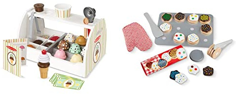 Melissa & Doug Wooden Ice Cream Counter | Pretend Play | Play Food | 3+ | Gift for Boy or Girl & Wooden Cookie Set | Pretend Play | Play Food | 3+ | Gift for Boy or Girl