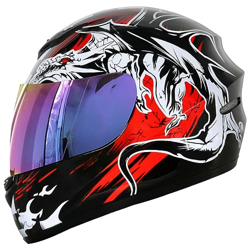 Zorax ZOR-819 Drachen XL (61 cm) Integral-Motorradhelm mit Straßenzulassung ECE 2206 + Iridium Visier