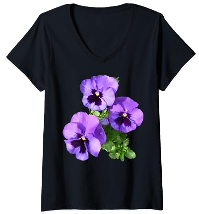 Vintage Stiefmütterchen Blumen Gärtner & Stiefmütterchenliebhaber T-Shirt mit V-Ausschnitt