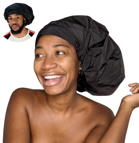 TTAT Shower Cap Jumbo Size for Men & Women With Afro, Long Dreadlocks, Locs, Box Braids, Voluminous & Long Hair, Waterproof, Washable, Reusable & Adjustable