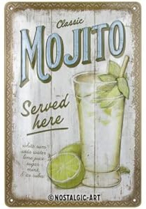 Nostalgic-Art Retro Blechschild, 20 x 30 cm, Mojito Served Here | aus Metall, Vintage Design, Blechschilder Sprüche, Geschenk-Idee für die Hausbar
