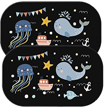 HSS Car Sun Shade,2 Pack Car Window Shade ,UV Rays,Sunlight Protection,Car Sunshades Shield Visor for Children,PVC Adsorption Electrostatic,Universal Fit, black, M (GW157)