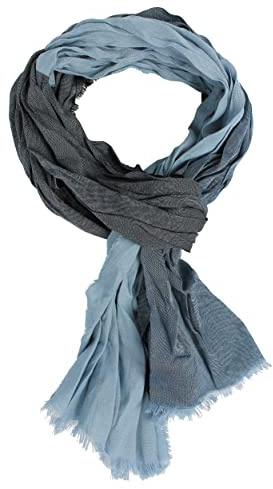 Rotfuchs Baumwollschal Damenschal Herrenschal knitterlook Streifen Muster in blau Made in Germany