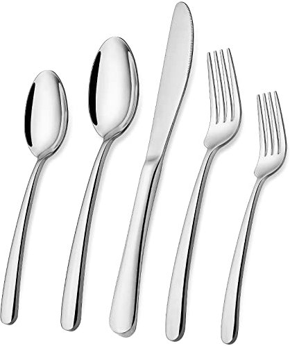 Wildone Premium Edelstahl Besteck Set 60-teilig für 12 Personen - Hochglanzpoliertes, Langlebiges Geschirr-Set für die Küche zu Hause - Inklusive Gabel-Messer-Löffel-Set