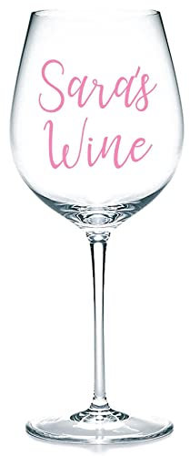 Personalised Name, Wine Vinyl Sticker Decal Transfer Label for Glasses, Bottles, Carafe, Gift Bag, Box (Small - 3cm Tall Capital Letter Height)