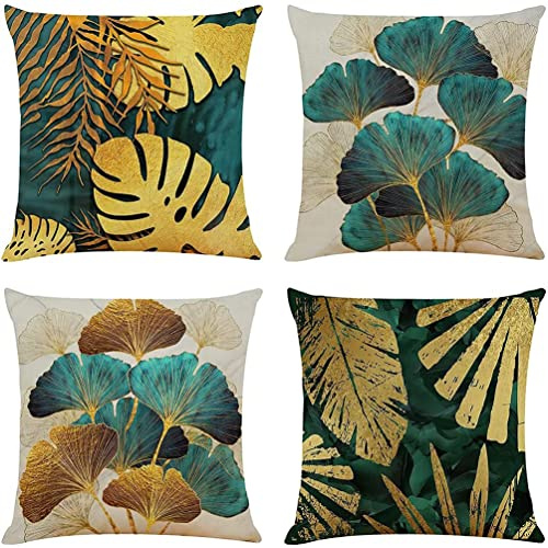 Ruedong Kissenbezug 45x45 cm 4er Set-Kissen Dekorative Kissenhülle Sofakissen Zierkissen Couchkissen Muster Dekokissen für Sofa Couch Wohnzimmer Schlafzimmer