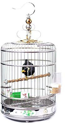 Vogelkäfige Elegant lackierter Edelstahl-Vogelkäfig Kreativer Papageienkäfig Bold Steel Ring Round Cage Bird Carrier (Size : L)