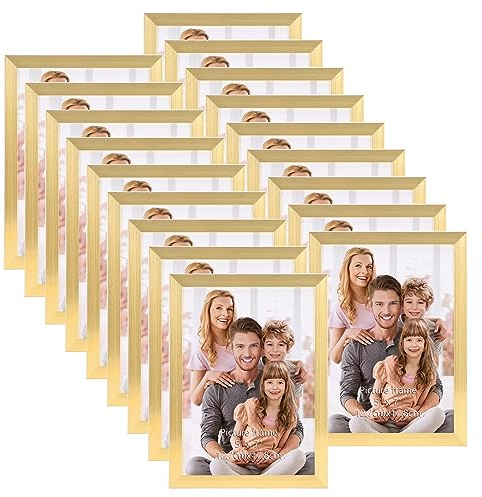 Hoikwo 18 Stück Bilderrahmen 13x18 cm, Gold Fotorahmen Collage Set für Wohnzimmer Schlafzimmer Kinderzimmer Büro Treppenhaus Flur, Wand- oder Tischaufsteller