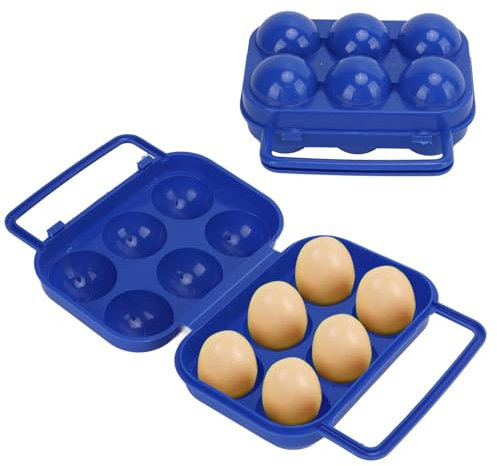 hueveras de plástico con tapadera para huevos, Estuche portátil de almacenamiento de huevos ABS 6 Caja de huevos de rejilla para almacenamiento de huevos en interiores al aire libre Contenedor(azul)
