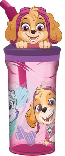 ALMACENESADAN, 4915; vaso figurita 3D con caña reutilizable Paw girl, patrulla, skye; capacidad 360ml; producto reutilizable; libre de BPA.