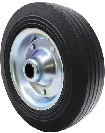 Ruota di ricambio in gomma piena, 200 x 50 mm, per rimorchio, ruota di trailer, cerchione in acciaio zincato