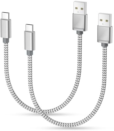 Basesailor USB C Ladekabel Kurz 0.3M 2Stück,Nylon Typ C Schnellladekabel,Auto Kabel für Neu iPhone 17 16 15 Pro Max,Samsung Galaxy Tab A8 S9 S8,A54 S24 Plus Ultra,Carplay,Kindle Fire HD 2019 10th 2022