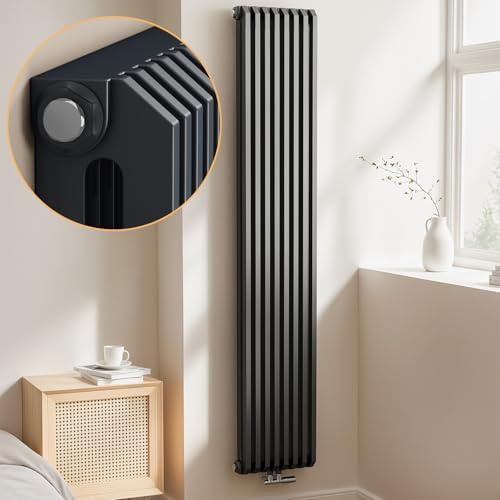 EMKE D-Form Design Heizkörper 1800x348 mm, Vertikal Flachheizkörper mit Mittelanschluss, Doppellagig Heizung Anthrazit 1611W