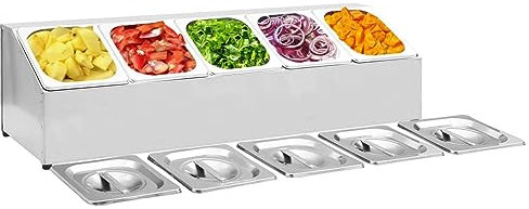 ARKEM Catering Gastronorm Pan Holder(Stainless steel, Dishwasher-safe component parts with lids),Gastronorm Container Holder with 5 GN 1/6 Pan Stainless Steel