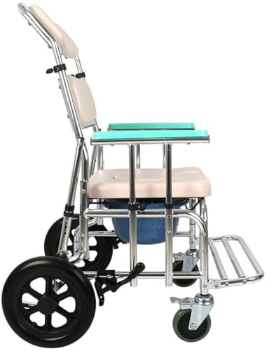 WOLWES Sedia wc per anziani,Sedia wc portatile,sedia da toilette,Sedia da Doccia Sedia Mobile Bagno Sedia,Il bracciolo può essere alzato e abbassato,per Multifunzione Sedia A
