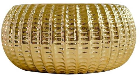 Wedhapy Gold Planters for Indoor Plants,Flower Pots 9.1 Inch Ceramic Gold Plant Pot, Round Gold Flower Pot, Non Slip Gold Pot for Plants for Home Farmhouse Type1