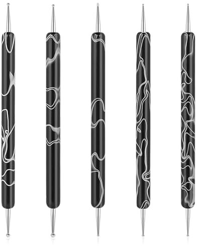 5 piezas de herramientas de diseño de uñas, herramienta para decoración de uñas, pincel para puntear, herramienta para manicura de esmalte de uñas, color negro