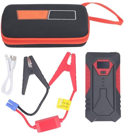 Risegun-Cargador De Batería De Coche De 12V, Pantalla LED De 18800mah, Fuente De Alimentación Móvil De Emergencia USB Dual con Luz