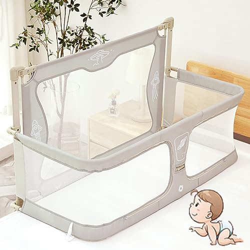 3 in 1 Beistellbett Baby, Babywiege, Kinderbett Babybett,Beistellbett für Babys im Bett, beistellbett Baby boxspringbett, Beistellbett mit Moskitonetz, der auf das Bett gestellt Werden kann(Creamy-whi