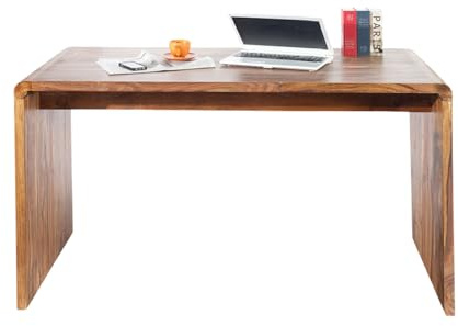 Riess Ambiente Bürotisch CUBUS - 120cm - braun - Sheeshamholz handgefertigt | Massiv, handgefertigtes Unikat, pflegeleichte Oberfläche, natürliche Maserung, angenehme Haptik