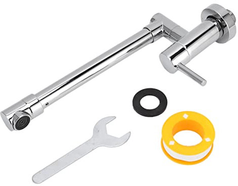 XHTLLO Rubinetto da Bagno, Rubinetto Per Lavabo con Filettatura Esterna G1/2 Girevole a 360 Gradi, Rubinetto in Acciaio Inossidabile Argento Per Cucina E Lavatoio