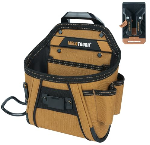 MELOTOUGH Belt Clip Tool Pouch Tool Belt Pouches Utility Tool Organizer Pouch with Hammer Holder for Electrician,Carpenter,Construction,Technician