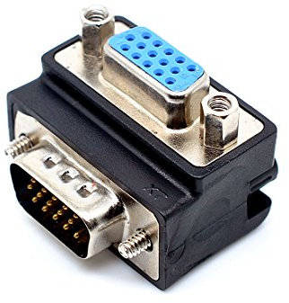 Oiyagai DB15 Rechtwinkliger VGA-Steckerbuchse zu VGA-Stecker Kabeladapter, 270-Grad-Winkel Verbinder