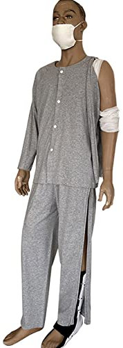 Patientenhose mit Reißverschluss, Pflegekleidung für Patienten mit Behinderung/Bruch/Bettlägerige/Ältere/Chirurgie-Patienten, Pflegehilfe für Krankenhaus/häusliche Pflege/Unisex (Größe: XL) (L)