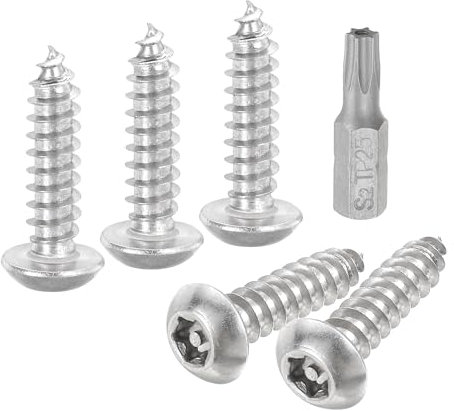 QUARKZMAN M5 x 20mm Viti per Lamiera Sicurezza Torx a Testa Tonda, 10pz Viti Autofilettanti Antifurto Acciaio Inossidabile 304, Viti per Legno Antifurto Punta T25 (Argento)