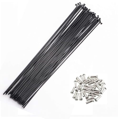S SENQI Raggi per bicicletta in acciaio 14G con tappo in rame, varie misure, 36 pezzi, nero, 257 mm