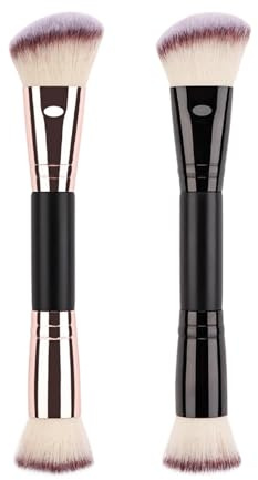 Brocha para base y corrector,Brocha para sombra de ojos en polvo de doble punta | Brocha fijadora de cosméticos para mujer, apta para viajes, para difuminar y broncear