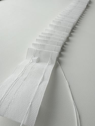 Universal Gardinenband, Kräuselband, 100% Polyester, Weiß Faltenband, 10 m, Breite 40 mm.