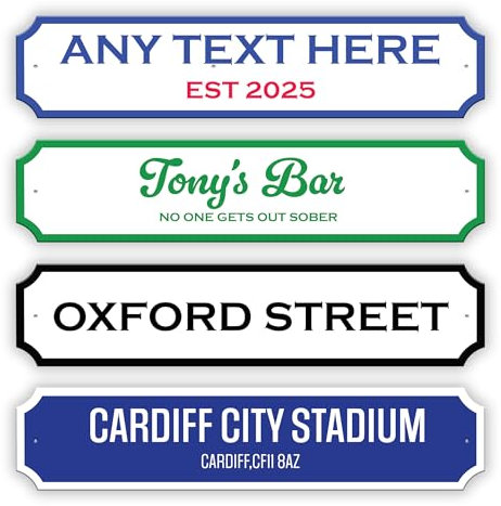 Personalised Street Road Signs Weatherproof House Name Plaques for Outside - Pub and Plaques Home Bar Custom Garden Outdoors Acrylic