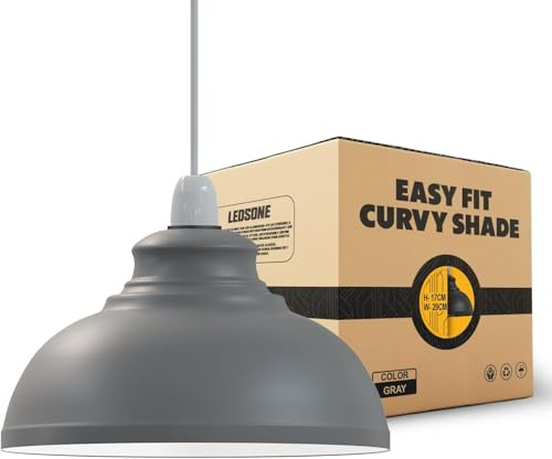 LEDSone Retro Graue Metall Deckenlampe 29 cm Einfache Montage Moderne Hängende Pendelleuchte für Schlafzimmer Esszimmer Flur Büro Industrielle Küche Restaurant Bar