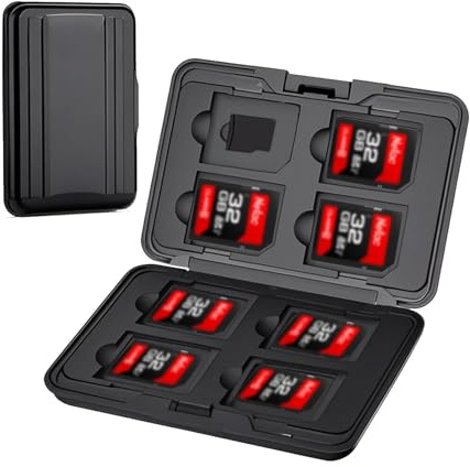 Funda para tarjetas de memoria de 16 ranuras, 1 funda impermeable para tarjetas SD para 8 Micro SD, SDXC, SDHC + 8 SD SDXC SDHC, organizador de almacenamiento de tarjetas de memoria impermeable