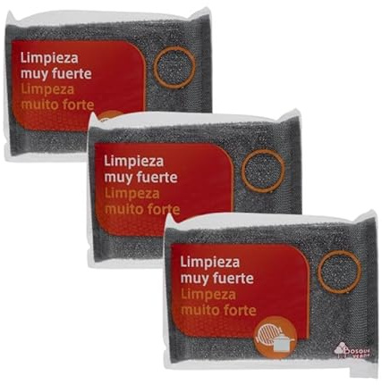 Estropajo INOX de Limpieza Muy Fuerte – Pack de 3 Unidades – Eliminación de Suciedad Difícil