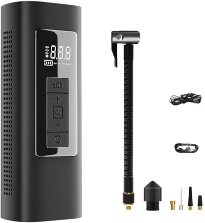 Compressore d'aria portatile Auto Elettrica Moto Automatiche Gonfiaggio Pneumatici Manometro Digitale Rilevare con Lampada LED Compressore D'aria Portatile per Auto Gonfiatore Pneumatico Attacco Tappo