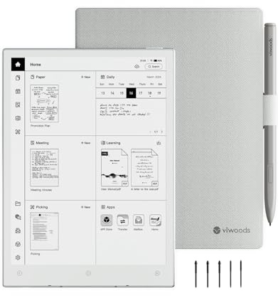 VIWOODS 8.2 AiPaper Mini AI E Ink Tablet, Portable Digital Notebook for Reading, Light Notes & Thinking, Electronic Notebook with Pen, Adjustable Front Light, 128GB