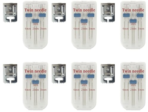 6-Piece Twin Needle Set for Sewing Machines, Universal Sewing Machine Needles Compatible with Brother Singer Janome, Professional Double Needles for Stretch Fabrics and Decorative Stitching