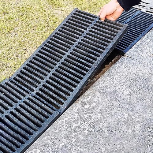 Copertura resistente per griglia di scarico da esterni, griglia antiscivolo per lavello del bagno, in plastica polimerica, per calcestruzzo e prati (50 x 38 x 4 cm)