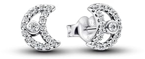 Pandora Timeless Pendientes de Luna Brillante de Plata de Ley con Circonita, 294257C01