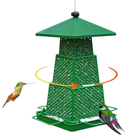 Mangiatoia Antiscoiattolo - Resistente A Rosicchiamenti E Intemperie Con Vassoio Quadrato | Mangiatoia Per Colibrì A 360 Gradi,Per Fringuelli Cinciallegra Giardino Patio Portico