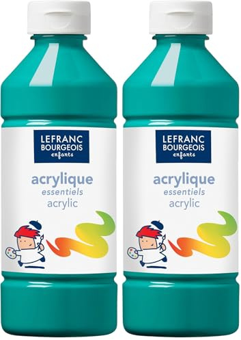 Lefranc Bourgeois - Acrylique liquide Essentiel pour enfants - Bouteille 500 ml - Vert Foncé (Lot de 2)