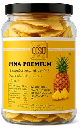 Piña Deshidratada Crujiente 120g | Snack Saludable Sin Azúcar Añadido | 100% Natural, Sin Aditivos | Fruta Liofilizada en Trozos | Vegano y Sin Gluten | Snack de Fruta para Llevar (Piña 120gr)