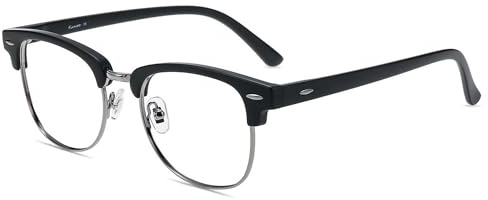 Firmoo Blaulichtfilter Brille ohne Sehstärke für Damen Herren klassischer Browline Halbrandbrille Computer Schutzbrille Bildschirmbrille Gaming Brille, S1366