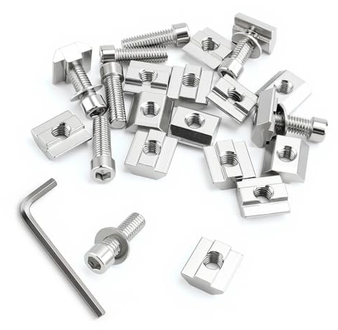 Juego de 30 tuercas en T M8,tuercas en T,tuercas deslizantes en T M8, riel deslizante de tuercas deslizantes para ranura de extrusión de perfil de aluminio serie 4040, con 30 tornillos M8,30 arandelas