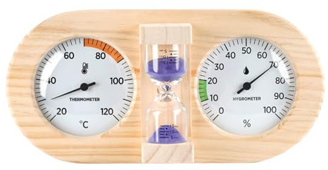 Thermomètre Hygromètre pour Sauna - Testeur d'Humidité,Testeur de Température de Sauna avec Montage Murale et Cadre en Bois - Pour Intérieur Salle Garage Lieu De Travail Serre